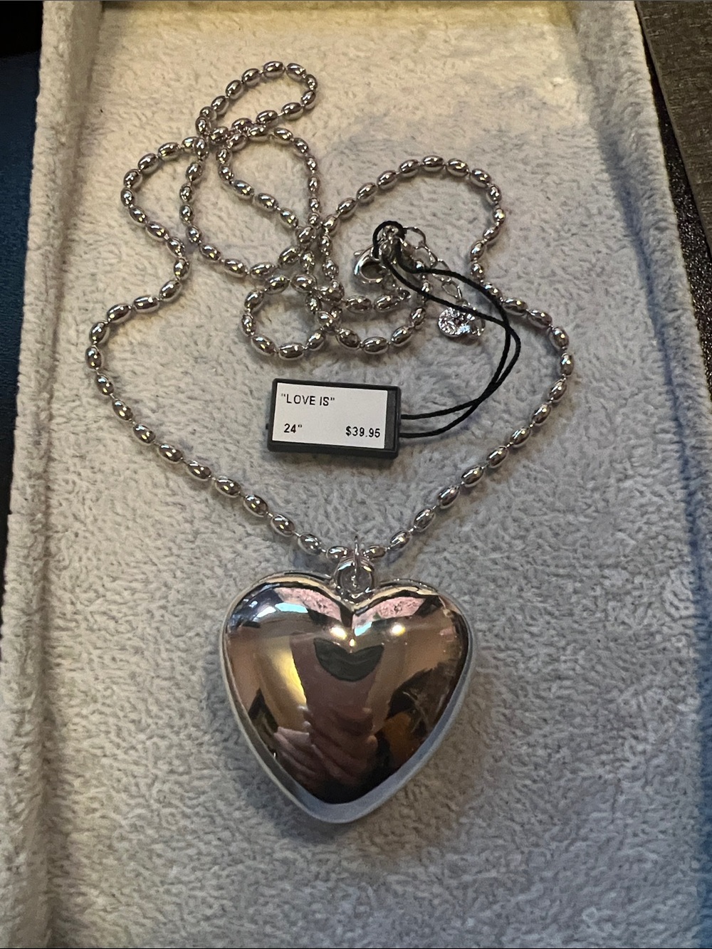 Silver Heart Pendant Necklace - "Love Is" Styled Women's Jewelry